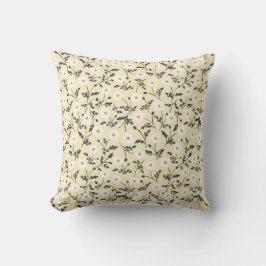 Butter Yellow Cream Modern Farmhouse Daisy Pattern Kudde