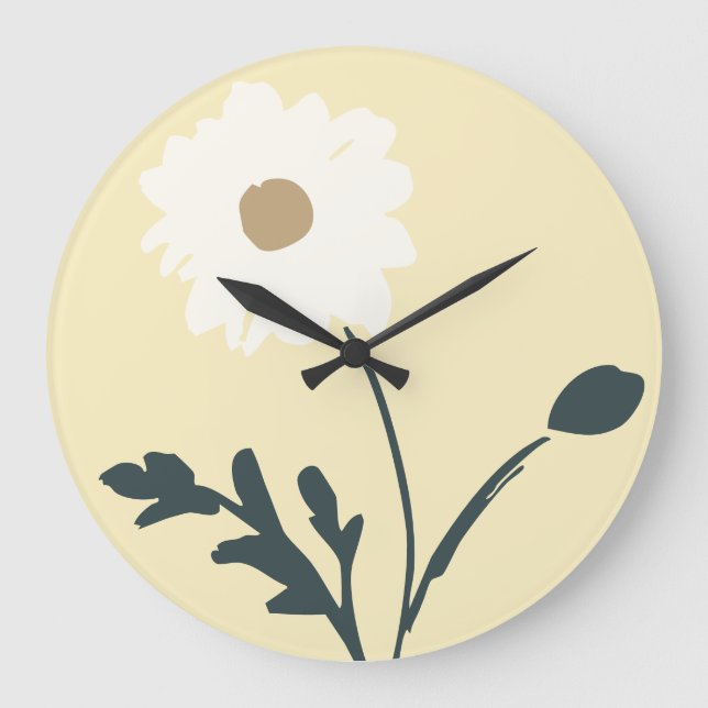 Butter Yellow-Cream Modern Farmhouse Single Daisy Stor Klocka (Framsida)