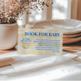 Butter Yellow Gingham Boy Book For Baby Shower Tilläggskort