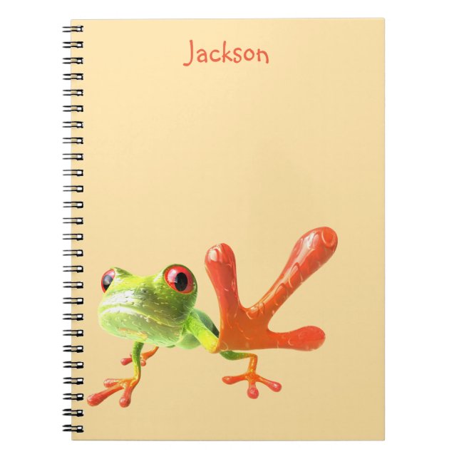 Butter Yellow Green & Orange Frog Anteckningsbok (Framsidan)