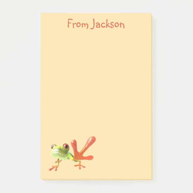 Butter Yellow Green & Orange Frog Post-it Block (Framsida)
