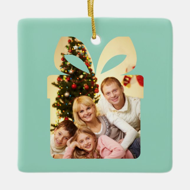 Butter yellow & Green Watercolor Christmas Tree Julgransprydnad Keramik (Framsida)