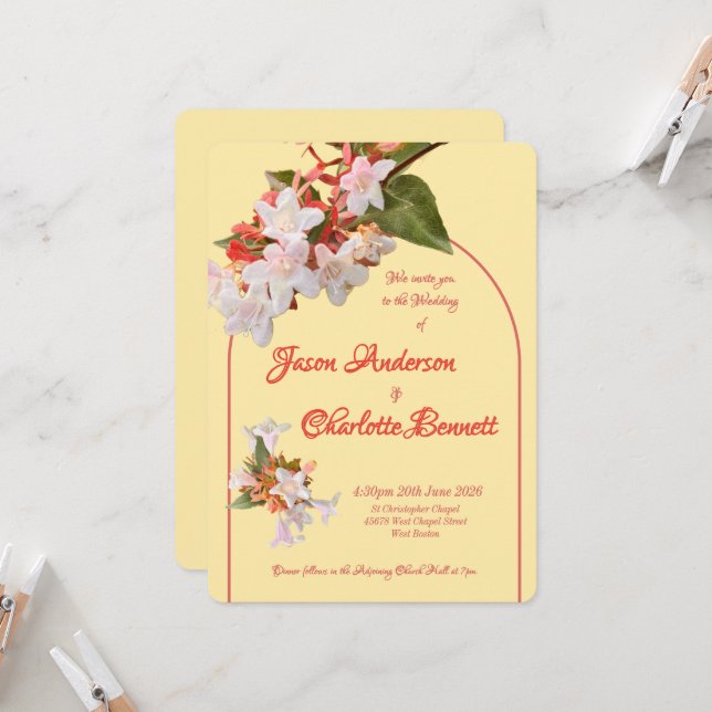 Butter Yellow & Honeysuckle Photo Wedding Inbjudningar (Fram/Back In Situ)