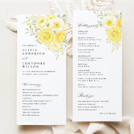 Butter Yellow Ivory Floral Wedding Ceremony Program