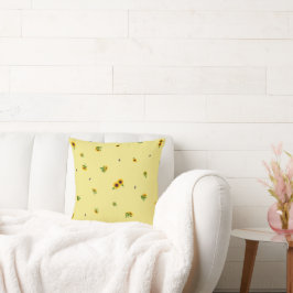 Butter Yellow Japanese Sunflower Floral Pattern Kudde