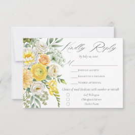 Butter Yellow Peach Sage Green Floral Wedding Meal OSA Kort
