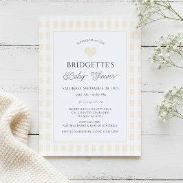 Butter Yellow Plaid Baby Shower Chic Inbjudningar