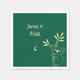 Butter Yellow & Red Australian Animals Birthday  Pappersservett