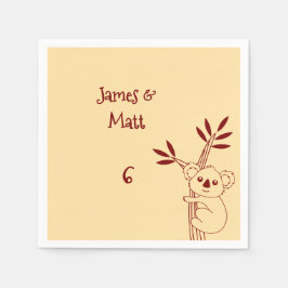 Butter Yellow & Red Australian Animals Birthday  Pappersservett