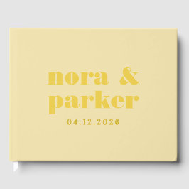 Butter Yellow Simple Monogram Wedding Gästböcker