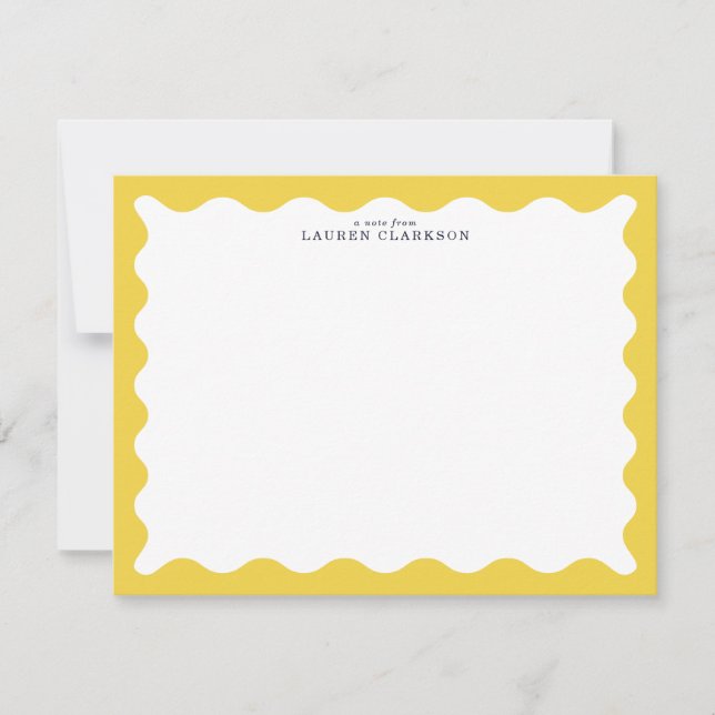 Butter Yellow Wavy Frame Note Card Inbjudningar (Framsida)