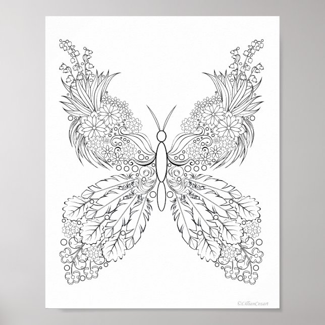 Butterblommor #13 Fantasy Coloring Poster (Framsidan)