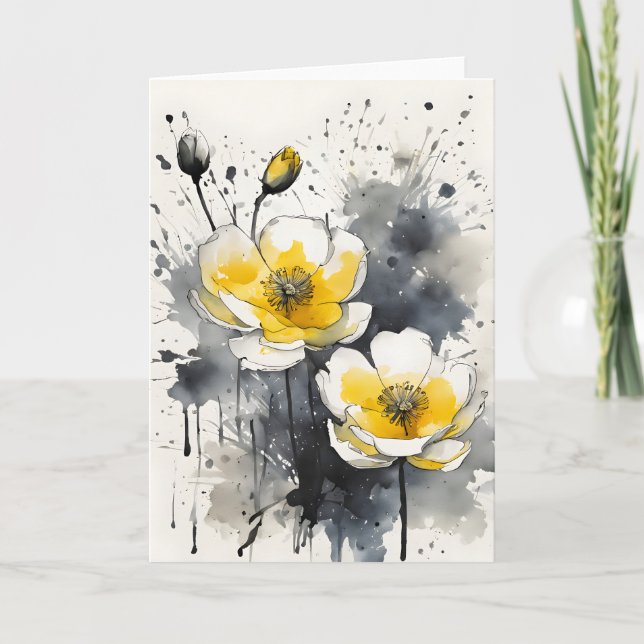 Buttercup - Watercolor flowers Kort (Framsida)