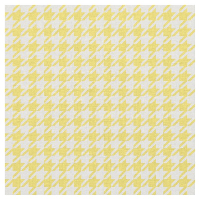 Buttercupgult & vit Houndstooth Tyg (Närbild)