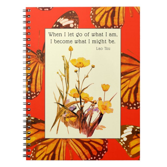Buttercups & Butterfly Vinge Inspiron Lao Tzu Anteckningsbok (Framsidan)