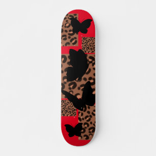 BUTTERFÄRDSKRIVBORD/CHEETAH-UTSKRIFTSKATEKORT MINI SKATEBOARD BRÄDA 18,5 CM