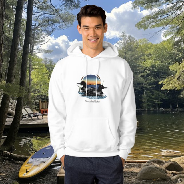 Butterfield Sjö Loon Pair White Hoodie (Skapare uppladdad)