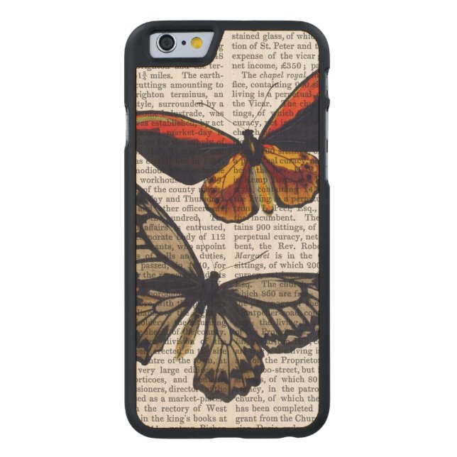 Butterflies 3 carved wood iPhone skal (Baksidan)
