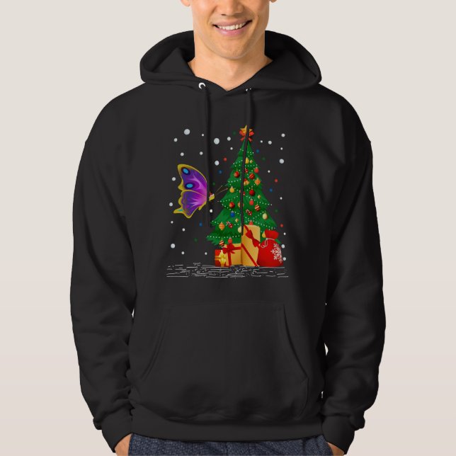 Butterflies Älskare Gift Santa Hat Butterfly Chris Hoodie (Framsida)