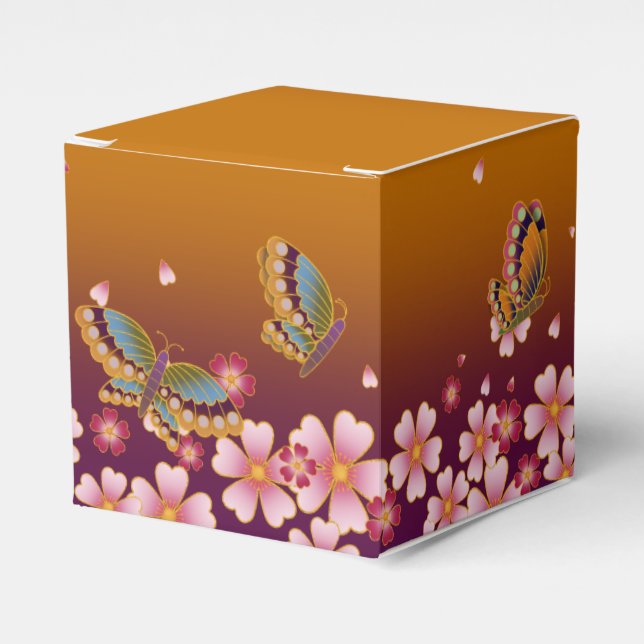 Butterflies Amid Sakura Blommar Anpassade Guld Presentaskar (Framsidan Sidan)