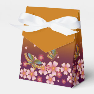 Butterflies Amid Sakura Blommar Anpassade Guld Presentaskar