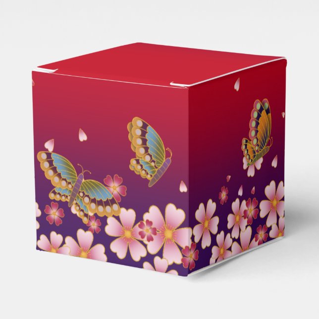 Butterflies Amid Sakura Blommars Anpassade Red Presentaskar (Framsidan Sidan)