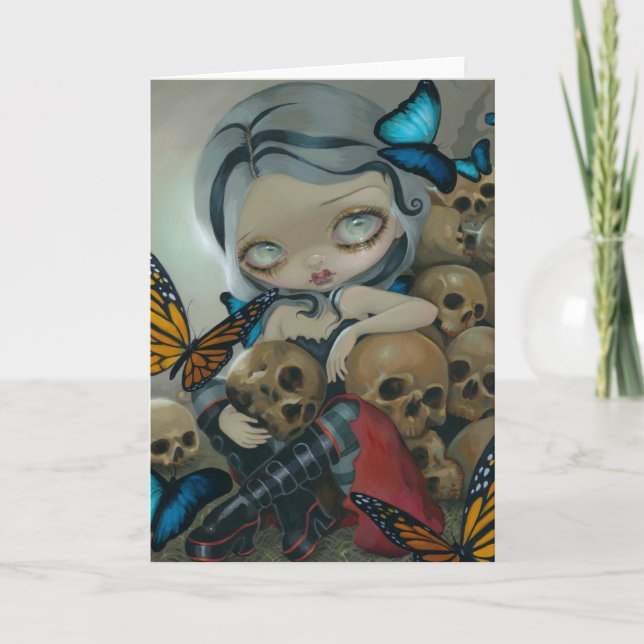 "Butterflies and Bones"-gratulationskort Kort (Framsida)