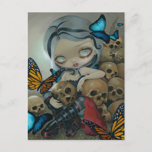 "Butterflies and Bones" vykort (Framsida)