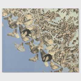 BUTTERFLIES AND CHANTILLY SNÖRE BLUE Wrapping Papp Presentpapper