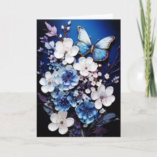 Butterflies and Flowers Blank Note Greeting Card Kort