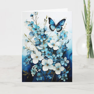 Butterflies and Flowers Blank Note Greeting Card Kort