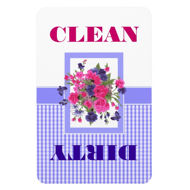Butterflies and Flowers Clean eller Dirty Dishwash Magnet (Vertikal)