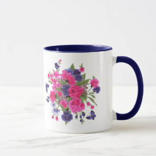 Butterflies and Flowers Custom Name Mors dag Mugg