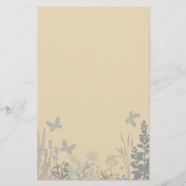 Butterflies and Flowers Stationery Brevpapper (Framsida)