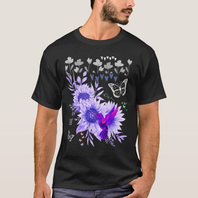 Butterflies And Hummingbirds Find The Garden Butte T Shirt (Framsida)