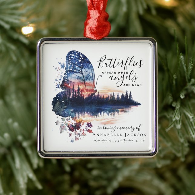 Butterflies Änglar Quote Memorial Julgransprydnad Metall (Träd)