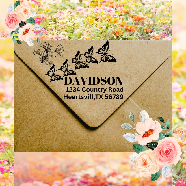 Butterflies Anpassningsbar Family Namn och Adress  Självfärgande Stämpel (Skapare uppladdad)