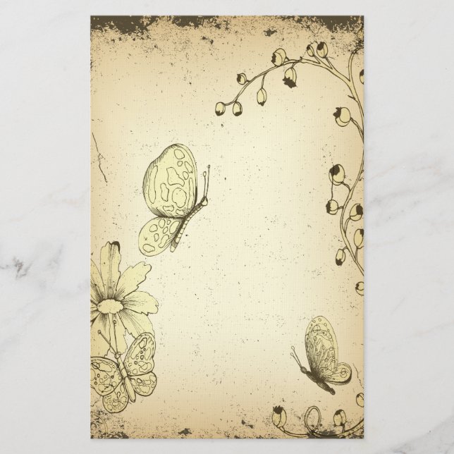Butterflies Antique Stationery Brevpapper (Framsida)