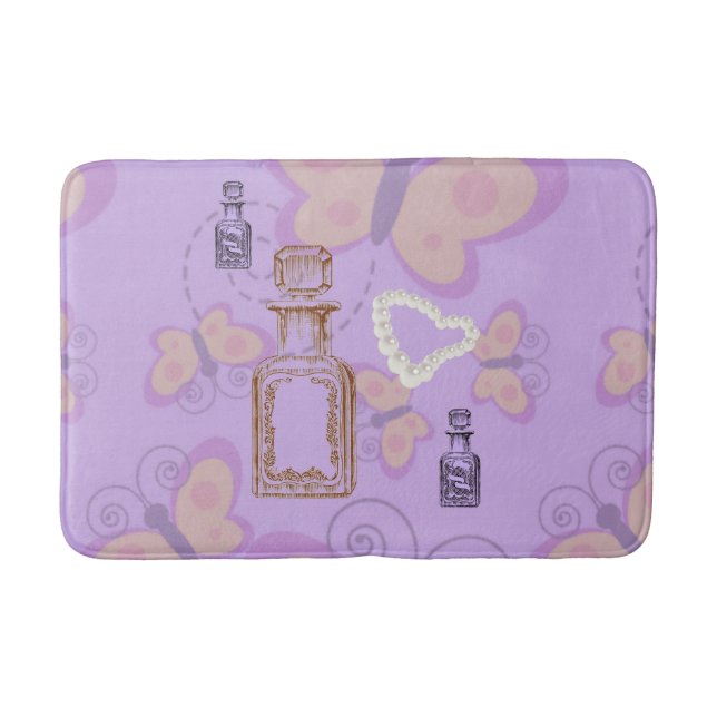 Butterflies Apothecary&Pearl Hearts MediumBath Mat Badrumsmatta (Framsidan)
