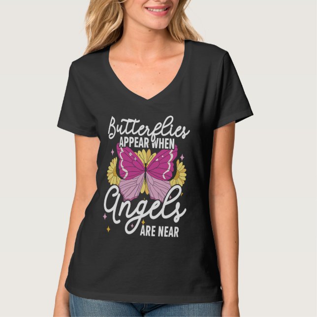 Butterflies Appear When Angels Are Near Entomology T Shirt (Framsida)