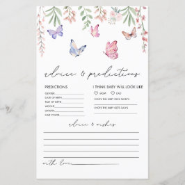 Butterflies Baby Shower Adress & Predence Card