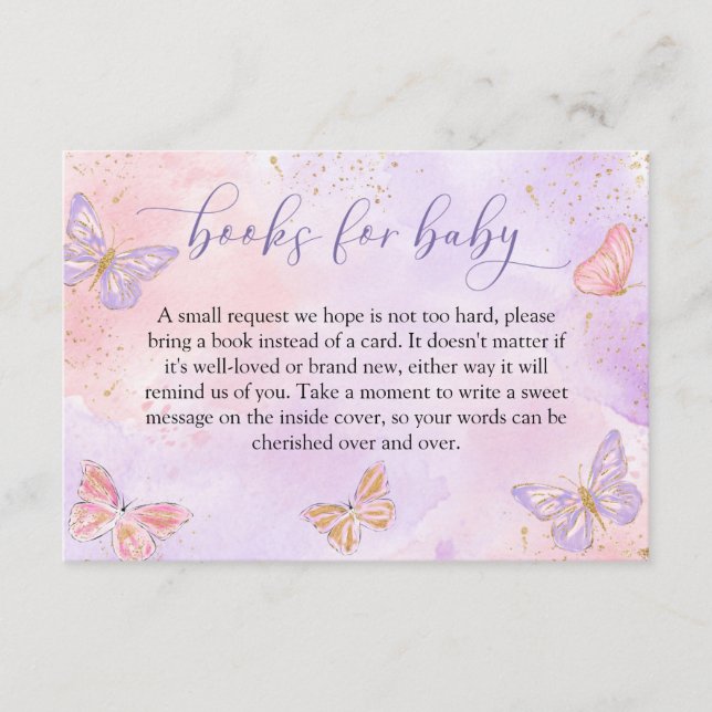 Butterflies Baby Shower Bokar för Baby Tilläggskort (Framsida)