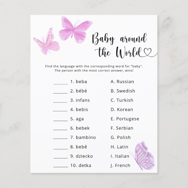 Butterflies - Baby värld runt-spel (Framsida)