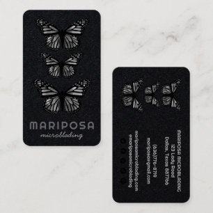 Butterflies Beauty Esthetician Salon Black White Visitkort