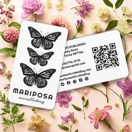 Butterflies Beauty Esthetician Salon QR Code BW Visitkort