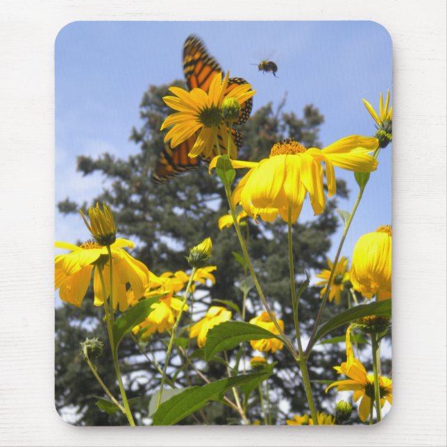 Butterflies Bees N Sunblommor moussepad Musmatta (Framsidan)