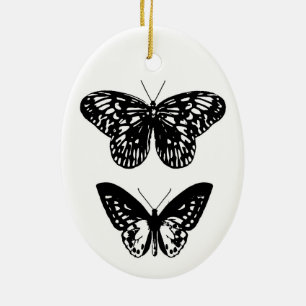 Butterflies Black and White Julgransprydnad Keramik