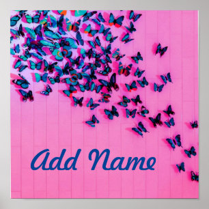 Butterflies Blue Rosa Vacker Poster