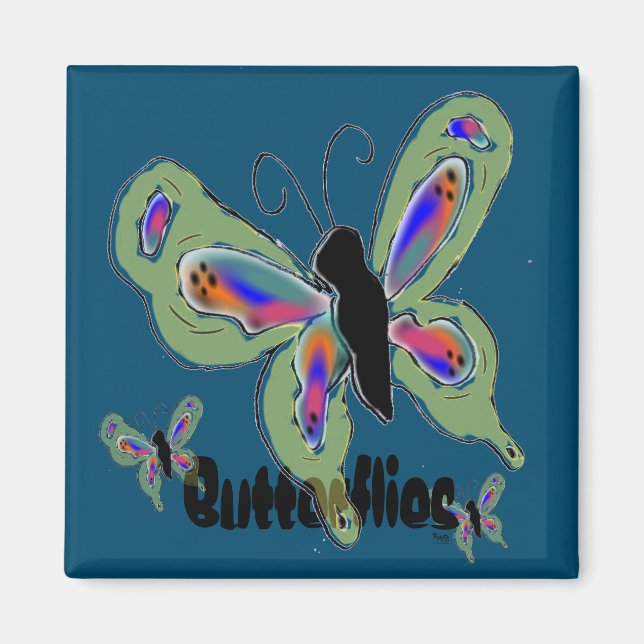 Butterflies Butterfly Abstrakt Magnet (Framsidan)