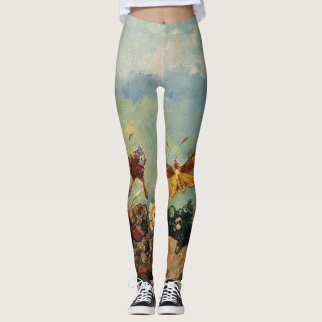 Butterflies by Odilon Redon Leggings (Framsida)